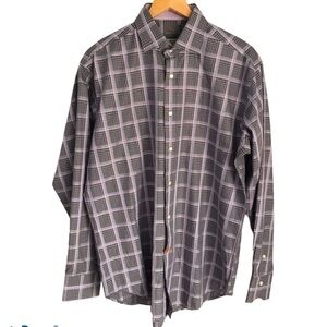 𝅺thomas Dean Grey/Purple Button Up Long Sleeve Sz L